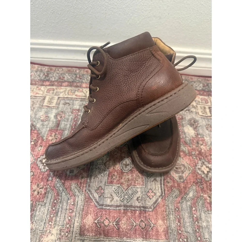 Justin JM460 Mens Brown Leather Moc Toe Chukka Boots Lace Up Ankle Shoes 8.5M